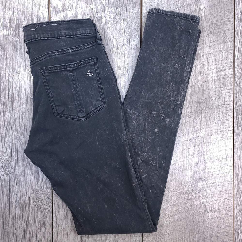 Rag & Bone Skinny Jeans Women 26 Black Acid Wash Slim Fit Denim Pants